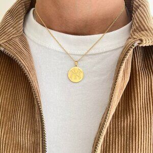 vintage style new york yankees gold necklace